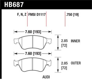Volkswagen Phaeton Brake Pads - Front - Hawk Performance - HPS Performance Street - `04-`06
